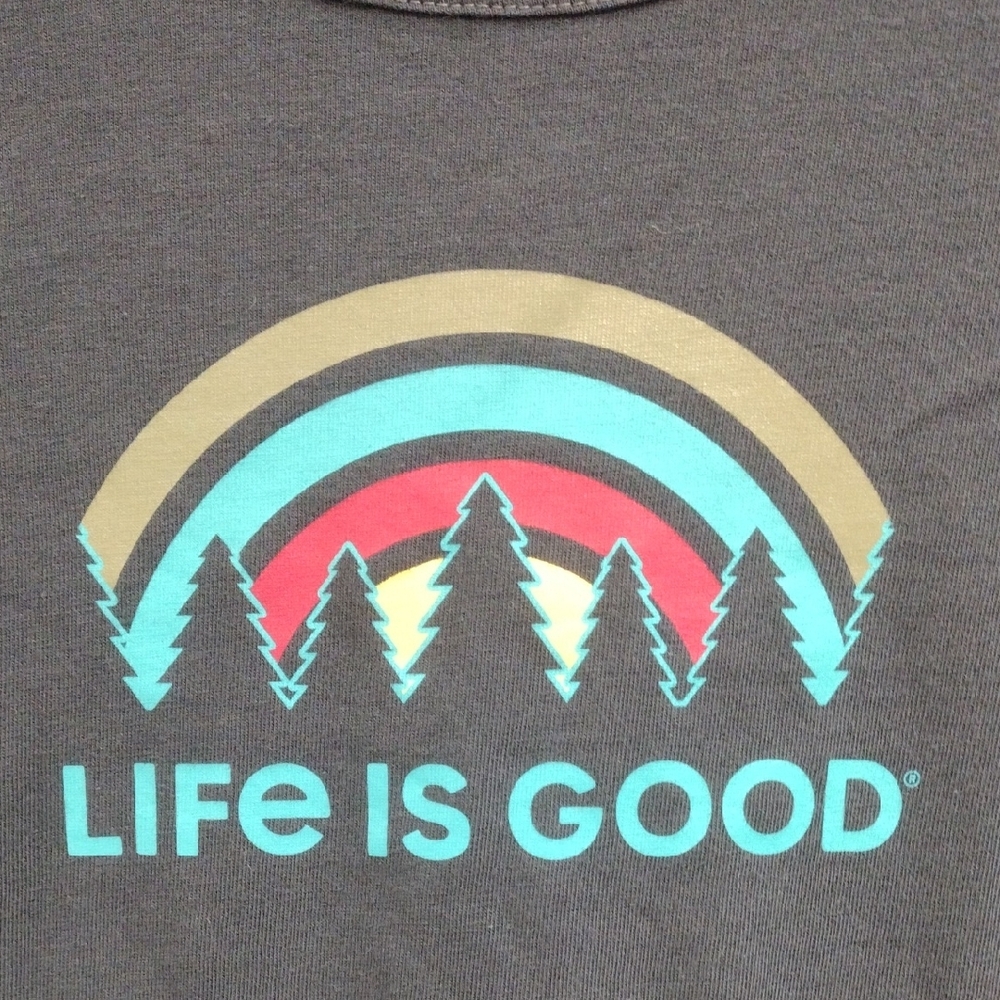 Life Is Good Women's Charcoal Tee with Rainbow Graphic